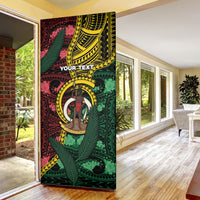Personalised Vanuatu Independence Day Door Cover Boar Tusk Warrior Tribal Floral Patterns DT05 - Polynesian Pride
