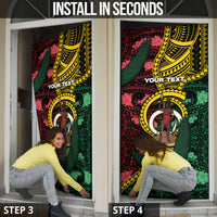 Personalised Vanuatu Independence Day Door Cover Boar Tusk Warrior Tribal Floral Patterns DT05 - Polynesian Pride