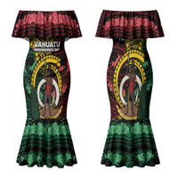 Personalised Vanuatu Independence Day Family Matching Mermaid Dress and Hawaiian Shirt Boar Tusk Warrior Tribal Floral Patterns DT05 Mom's Dress Multicolor - Polynesian Pride