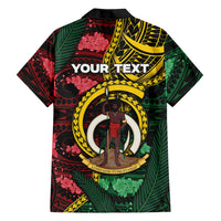 Personalised Vanuatu Independence Day Family Matching Off The Shoulder Long Sleeve Dress and Hawaiian Shirt Boar Tusk Warrior Tribal Floral Patterns DT05 Dad's Shirt - Long Sleeve Multicolor - Polynesian Pride
