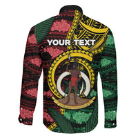 Personalised Vanuatu Independence Day Family Matching Off The Shoulder Long Sleeve Dress and Hawaiian Shirt Boar Tusk Warrior Tribal Floral Patterns DT05 Son's Shirt Multicolor - Polynesian Pride