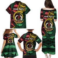 Personalised Vanuatu Independence Day Family Matching Puletasi and Hawaiian Shirt Boar Tusk Warrior Tribal Floral Patterns DT05 - Polynesian Pride