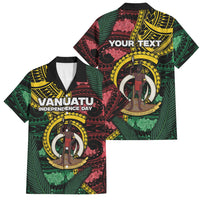 Personalised Vanuatu Independence Day Family Matching Puletasi and Hawaiian Shirt Boar Tusk Warrior Tribal Floral Patterns DT05 Dad's Shirt - Short Sleeve Multicolor - Polynesian Pride