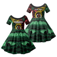 Personalised Vanuatu Independence Day Family Matching Puletasi and Hawaiian Shirt Boar Tusk Warrior Tribal Floral Patterns DT05 Daughter's Dress Multicolor - Polynesian Pride