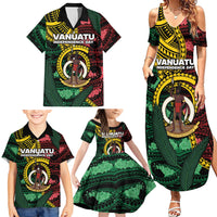 Personalised Vanuatu Independence Day Family Matching Summer Maxi Dress and Hawaiian Shirt Boar Tusk Warrior Tribal Floral Patterns DT05 - Polynesian Pride