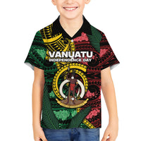 Personalised Vanuatu Independence Day Family Matching Summer Maxi Dress and Hawaiian Shirt Boar Tusk Warrior Tribal Floral Patterns DT05 Son's Shirt Multicolor - Polynesian Pride