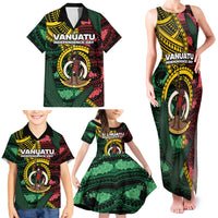Personalised Vanuatu Independence Day Family Matching Tank Maxi Dress and Hawaiian Shirt Boar Tusk Warrior Tribal Floral Patterns DT05 - Polynesian Pride