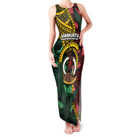 Personalised Vanuatu Independence Day Family Matching Tank Maxi Dress and Hawaiian Shirt Boar Tusk Warrior Tribal Floral Patterns DT05 Mom's Dress Multicolor - Polynesian Pride