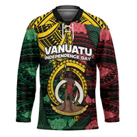 Personalised Vanuatu Independence Day Hockey Jersey Boar Tusk Warrior Tribal Floral Patterns DT05 Unisex Multicolor - Polynesian Pride