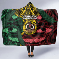Vanuatu Independence Day Hooded Blanket Boar Tusk Warrior Tribal Floral Patterns DT05 One Size Multicolor - Polynesian Pride