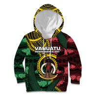Personalised Vanuatu Independence Day Kid Hoodie Boar Tusk Warrior Tribal Floral Patterns DT05 Hoodie Multicolor - Polynesian Pride