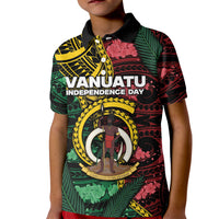 Personalised Vanuatu Independence Day Kid Polo Shirt Boar Tusk Warrior Tribal Floral Patterns DT05 Kid Multicolor - Polynesian Pride