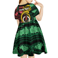 Personalised Vanuatu Independence Day Kid Short Sleeve Dress Boar Tusk Warrior Tribal Floral Patterns DT05 - Polynesian Pride