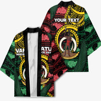 Personalised Vanuatu Independence Day Kimono Boar Tusk Warrior Tribal Floral Patterns DT05 - Polynesian Pride