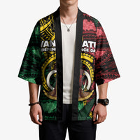 Personalised Vanuatu Independence Day Kimono Boar Tusk Warrior Tribal Floral Patterns DT05 - Polynesian Pride