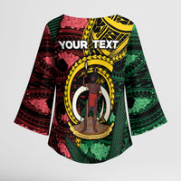 Personalised Vanuatu Independence Day Kimono Sleeve Blouse Boar Tusk Warrior Tribal Floral Patterns DT05 - Polynesian Pride