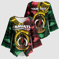 Personalised Vanuatu Independence Day Kimono Sleeve Blouse Boar Tusk Warrior Tribal Floral Patterns DT05 - Polynesian Pride