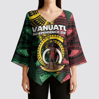 Personalised Vanuatu Independence Day Kimono Sleeve Blouse Boar Tusk Warrior Tribal Floral Patterns DT05 - Polynesian Pride