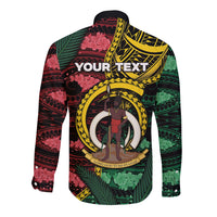 Personalised Vanuatu Independence Day Long Sleeve Button Shirt Boar Tusk Warrior Tribal Floral Patterns DT05 - Polynesian Pride