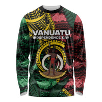 Personalised Vanuatu Independence Day Long Sleeve Shirt Boar Tusk Warrior Tribal Floral Patterns DT05 Unisex Multicolor - Polynesian Pride