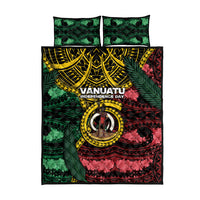 Vanuatu Independence Day Quilt Bed Set Boar Tusk Warrior Tribal Floral Patterns DT05 - Polynesian Pride