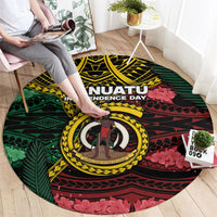 Vanuatu Independence Day Round Carpet Boar Tusk Warrior Tribal Floral Patterns DT05 - Polynesian Pride