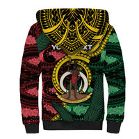 Personalised Vanuatu Independence Day Sherpa Hoodie Boar Tusk Warrior Tribal Floral Patterns DT05 - Polynesian Pride