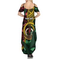 Personalised Vanuatu Independence Day Summer Maxi Dress Boar Tusk Warrior Tribal Floral Patterns DT05 - Polynesian Pride
