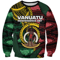 Personalised Vanuatu Independence Day Sweatshirt Boar Tusk Warrior Tribal Floral Patterns DT05 Unisex Multicolor - Polynesian Pride