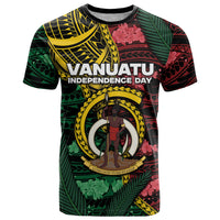 Personalised Vanuatu Independence Day T Shirt Boar Tusk Warrior Tribal Floral Patterns DT05 Multicolor - Polynesian Pride