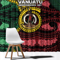 Vanuatu Independence Day Window Curtain Boar Tusk Warrior Tribal Floral Patterns DT05 - Polynesian Pride