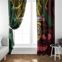 Vanuatu Independence Day Window Curtain Boar Tusk Warrior Tribal Floral Patterns DT05 - Polynesian Pride