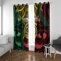 Vanuatu Independence Day Window Curtain Boar Tusk Warrior Tribal Floral Patterns DT05 With Grommets Multicolor - Polynesian Pride