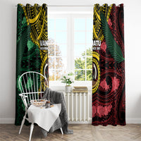 Vanuatu Independence Day Window Curtain Boar Tusk Warrior Tribal Floral Patterns DT05 - Polynesian Pride