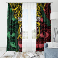 Vanuatu Independence Day Window Curtain Boar Tusk Warrior Tribal Floral Patterns DT05 - Polynesian Pride