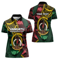 Personalised Vanuatu Independence Day Women Polo Shirt Boar Tusk Warrior Tribal Floral Patterns DT05 - Polynesian Pride