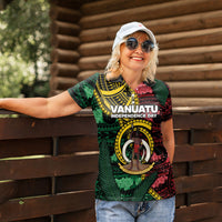 Personalised Vanuatu Independence Day Women Polo Shirt Boar Tusk Warrior Tribal Floral Patterns DT05 - Polynesian Pride