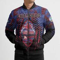 Personalised Guam Bomber Puffer Jacket Chamorro Seal Tribal Scratch Design - Polynesian Pride
