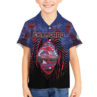 Personalised Guam Kid Hawaiian Shirt Chamorro Seal Tribal Scratch Design DT05 Kid Navy - Polynesian Pride