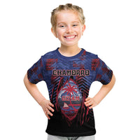Personalised Guam Kid T Shirt Chamorro Seal Tribal Scratch Design DT05 Navy - Polynesian Pride
