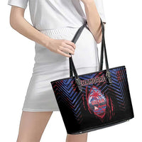 Guam Leather Tote Bag Chamorro Seal Tribal Scratch Design - Polynesian Pride
