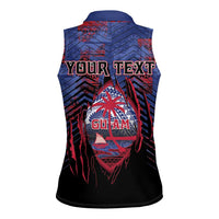 Personalised Guam Women Sleeveless Polo Shirt Chamorro Seal Tribal Scratch Design - Polynesian Pride
