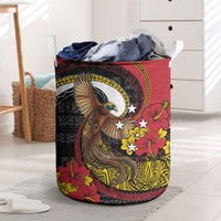 Papua New Guinea Language Week Laundry Basket Bird Of Paradise Tribal Floral Pattern DT05 Black - Polynesian Pride
