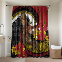 Papua New Guinea Language Week Bathroom Set Bird Of Paradise Tribal Floral Pattern DT05 Shower Curtain Only Black - Polynesian Pride