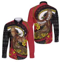 Personalised Papua New Guinea Language Week Family Matching Mermaid Dress and Hawaiian Shirt Bird Of Paradise Tribal Floral Pattern DT05 Dad's Shirt - Long Sleeve Black - Polynesian Pride