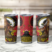 Personalised Papua New Guinea Language Week Tumbler Cup Bird Of Paradise Tribal Floral Pattern DT05 - Polynesian Pride
