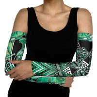 Aotearoa Ngati Awa Arm Sleeves Maori Tribal Green Marble Paua Shell Pattern DT05 - Polynesian Pride