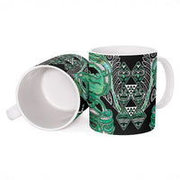 Aotearoa Ngati Awa Ceramic Mug Maori Tribal Green Marble Paua Shell Pattern DT05 - Polynesian Pride