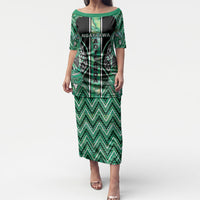 Aotearoa Ngati Awa Puletasi Maori Tribal Green Marble Paua Shell Pattern DT05 Long Dress Green - Polynesian Pride
