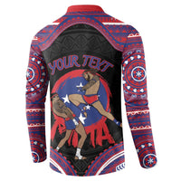 Personalised Samoa Mixed Martial Arts Button Sweatshirt Flying Knee Of Samoan - Polynesian Pride